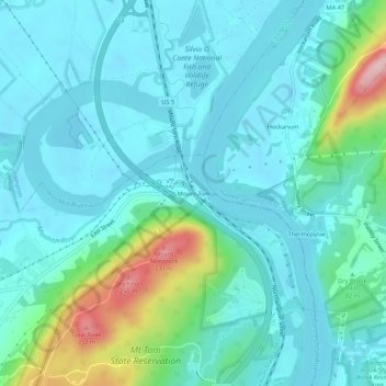 Mount Tom topographic map, elevation, terrain