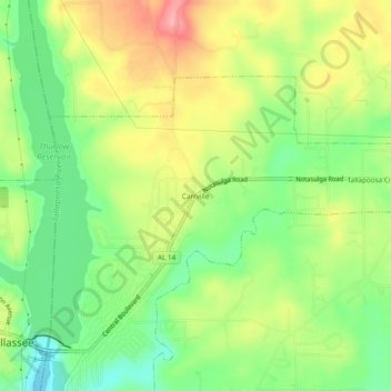 Carrville topographic map, elevation, terrain