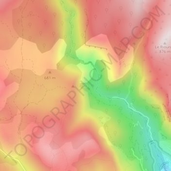 Source du Riou topographic map, elevation, terrain