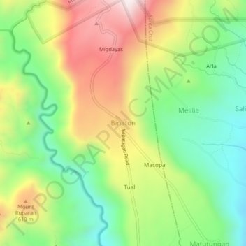Binaton topographic map, elevation, terrain