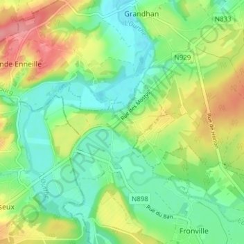 Monteuville topographic map, elevation, terrain