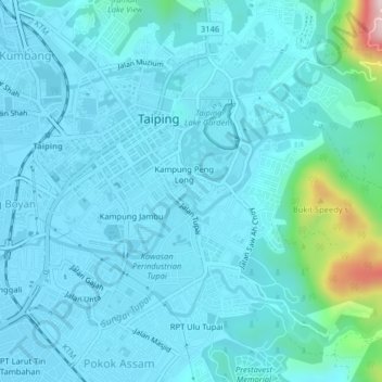Kampung Birch topographic map, elevation, terrain
