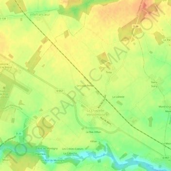 Le Loup Pendu topographic map, elevation, terrain