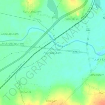 Anantapuram topographic map, elevation, terrain