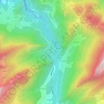 Le Jotty topographic map, elevation, terrain