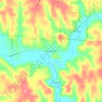 New Plymouth topographic map, elevation, terrain