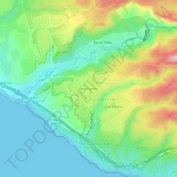 West Plateau topographic map, elevation, terrain