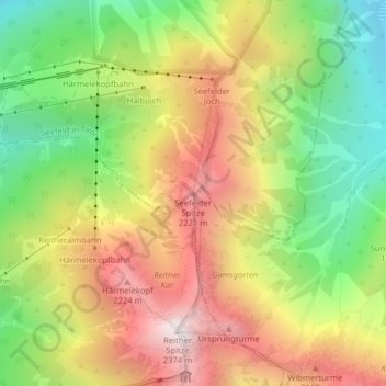 Seefelder Spitze topographic map, elevation, terrain