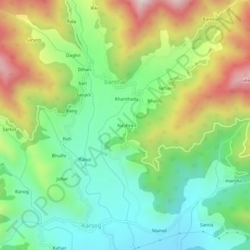 Nauhra topographic map, elevation, terrain