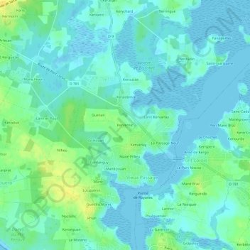 Kervernic topographic map, elevation, terrain