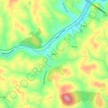 Cowden topographic map, elevation, terrain