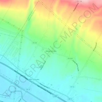 Baker Corners topographic map, elevation, terrain