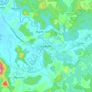 Sanguem topographic map, elevation, terrain