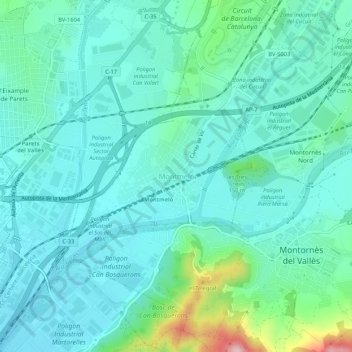 Montmeló topographic map, elevation, terrain