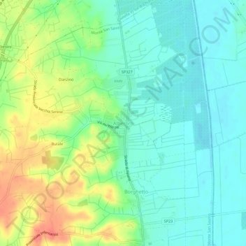 Alberoro topographic map, elevation, terrain