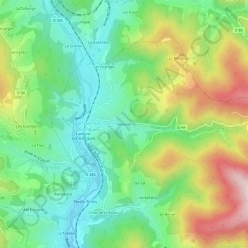 Biconne topographic map, elevation, terrain