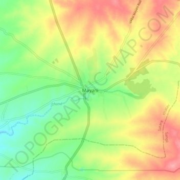 Mayani topographic map, elevation, terrain
