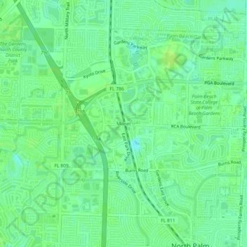 Monet topographic map, elevation, terrain
