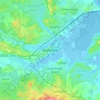 Wareham topographic map, elevation, terrain