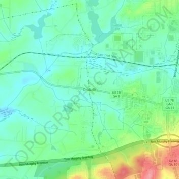 Driskolls topographic map, elevation, terrain