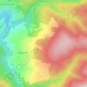 Lacalm topographic map, elevation, terrain