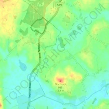 Norbury Common topographic map, elevation, terrain