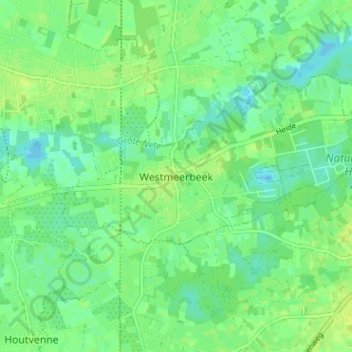 Westmeerbeek topographic map, elevation, terrain
