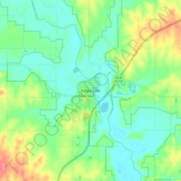 Valley Falls topographic map, elevation, terrain