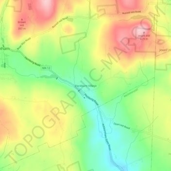 Blackburn Village topographic map, elevation, terrain