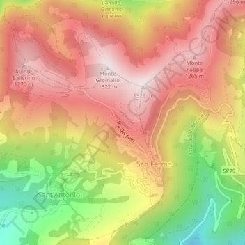 Colli di San Fermo topographic map, elevation, terrain