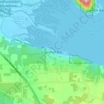 Cowichan Bay topographic map, elevation, terrain