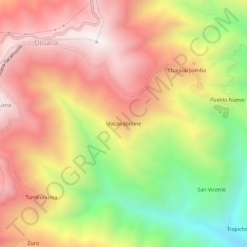 Macandamine topographic map, elevation, terrain