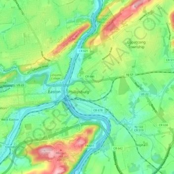 Phillipsburg topographic map, elevation, terrain