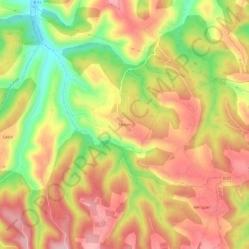 Flottes topographic map, elevation, terrain