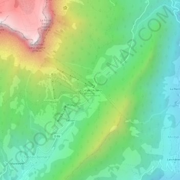 Le Col de l'Arzelier topographic map, elevation, terrain