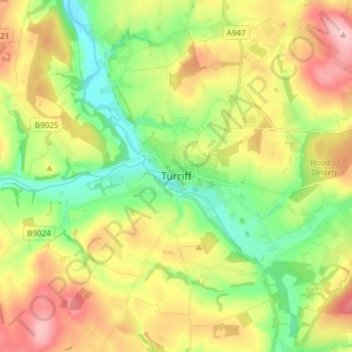 Turriff topographic map, elevation, terrain