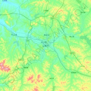 Liaoyuan topographic map, elevation, terrain