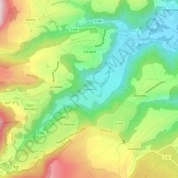 Voissières topographic map, elevation, terrain