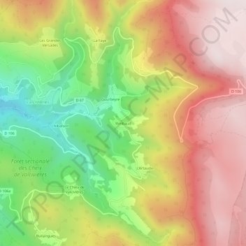 Rimbaud topographic map, elevation, terrain