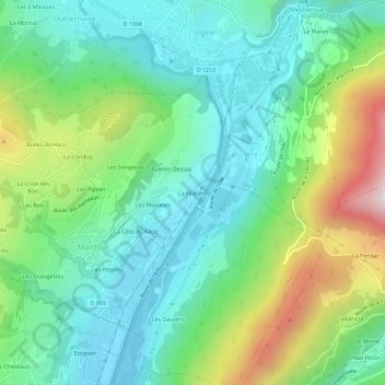 La Filatière topographic map, elevation, terrain