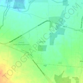 Capette topographic map, elevation, terrain