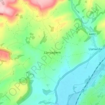 Llansadwrn topographic map, elevation, terrain