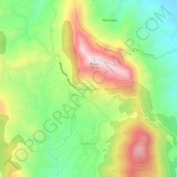 Mavromati topographic map, elevation, terrain