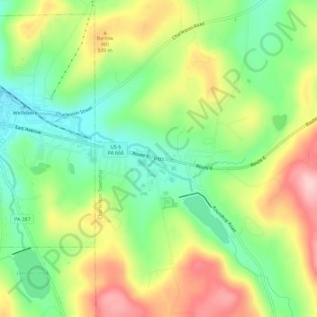 Pitts topographic map, elevation, terrain