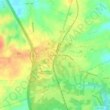 Blythewood topographic map, elevation, terrain