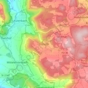 Ortspitz topographic map, elevation, terrain