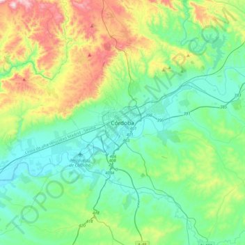 Córdoba topographic map, elevation, terrain