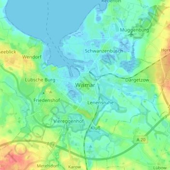 Wismar topographic map, elevation, terrain