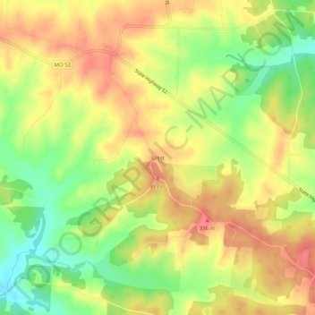 Crest topographic map, elevation, terrain