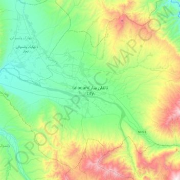 Taloqan topographic map, elevation, terrain